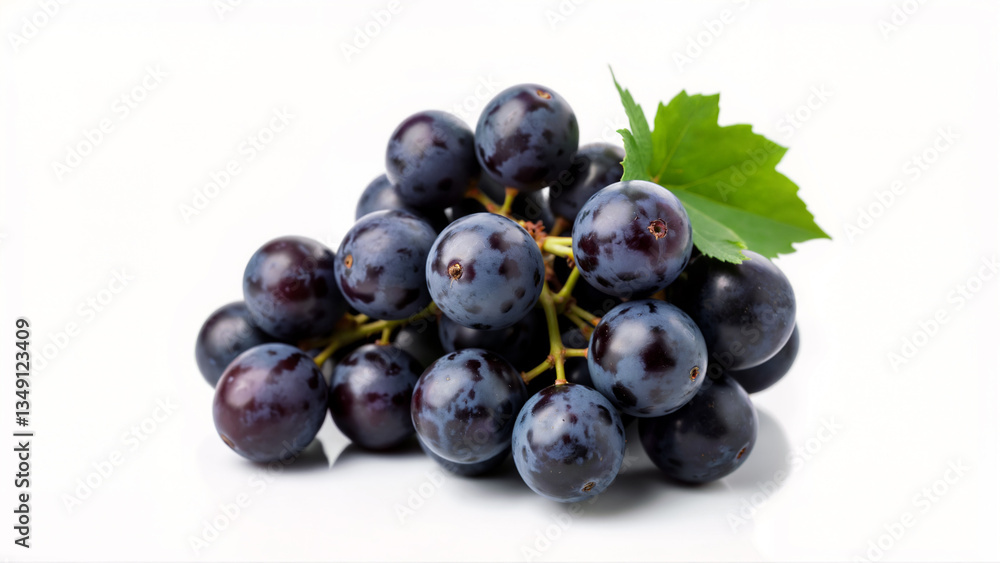 Fresh and Juicy Grapes with a Leaf on a Light Background Fresh and Juicy Grapes with a Leaf on a Light Background