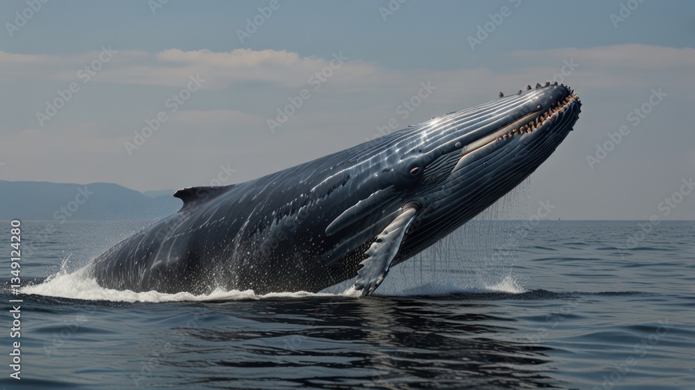 Fototapeta premium Majestic Whale Leaps From Ocean