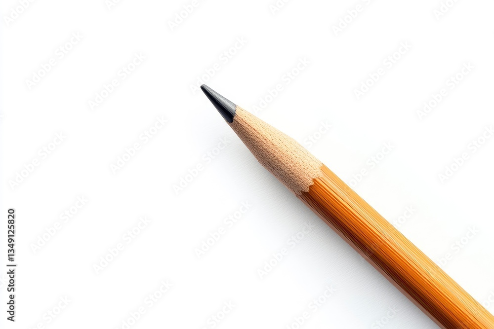 Sharp Graphite Pencil Close-up on Clean White Background for Writing Projects Sharp Graphite Pencil Close-up on Clean White Background for Writing Projects