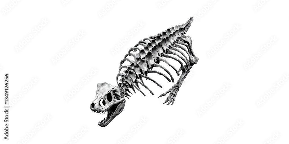 Dinosaur Skeleton Fossil. Paleontology And Prehistoric Life Exploration Isolated On Transparent Background Dinosaur Skeleton Fossil. Paleontology And Prehistoric Life Exploration Isolated On Transparent Background
