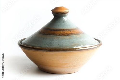 Rustic Ceramic Tagine Pot in Earth Tones Artistic Pottery and Traditional Cooking Utensil Still Life