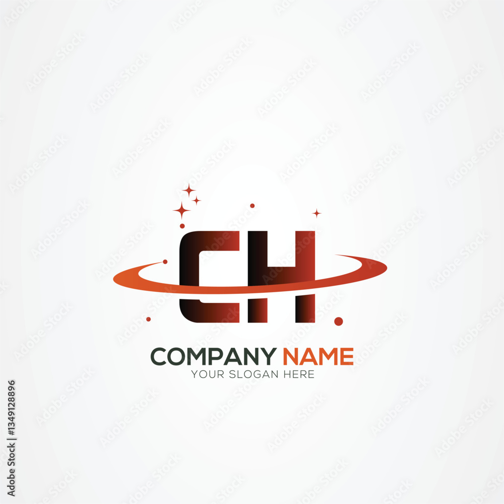 Naklejka premium Letter CH HC Modern Planet space logo design With Creative Vector Elements