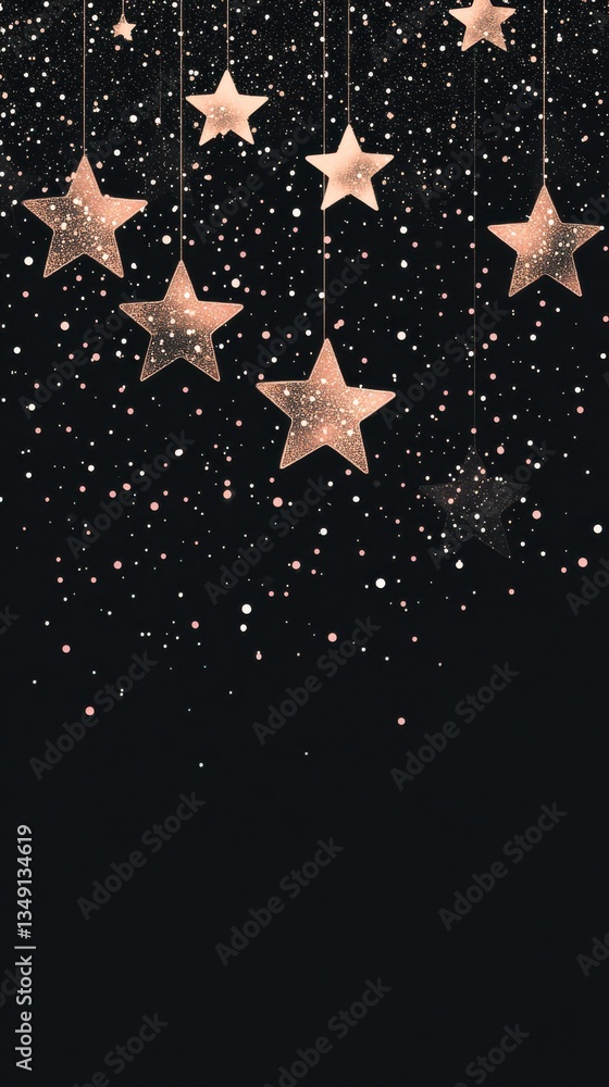 Starry Night Background with Glowing Stars