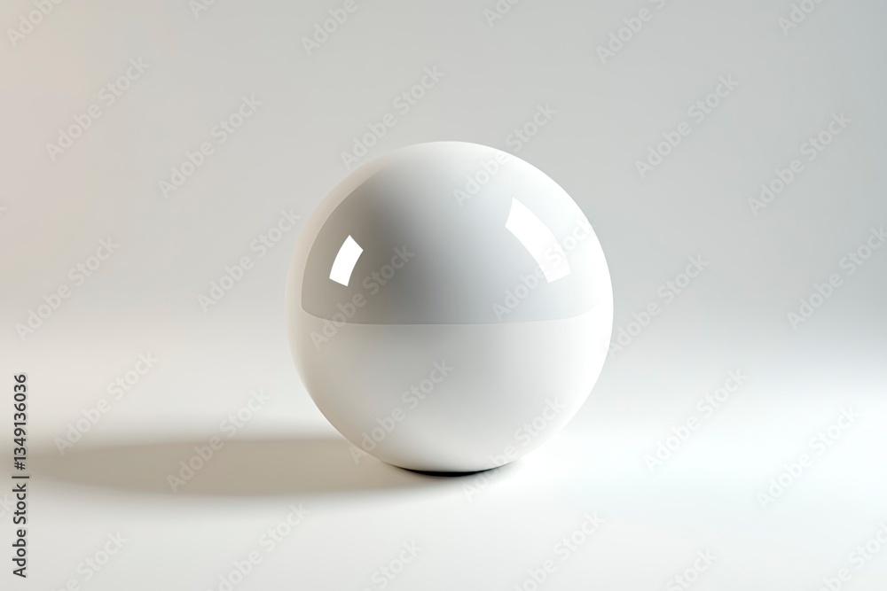 White Shiny Sphere on White Background Showing Reflection and Shadow White Shiny Sphere on White Background Showing Reflection and Shadow