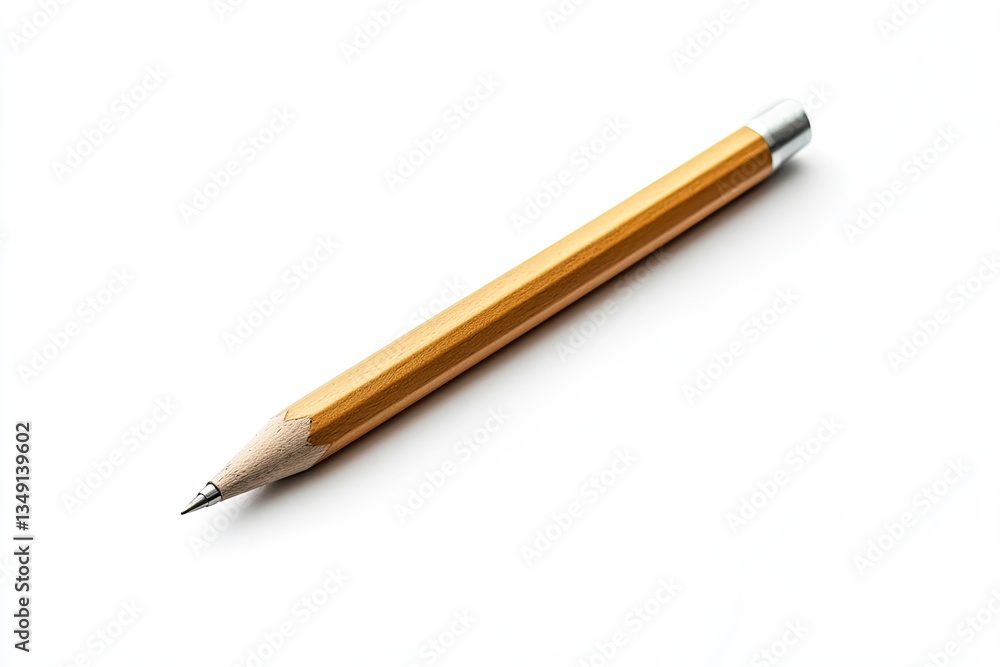 Pencil on White Background Angled Creates Simple Minimalist Studio Shot Pencil on White Background Angled Creates Simple Minimalist Studio Shot