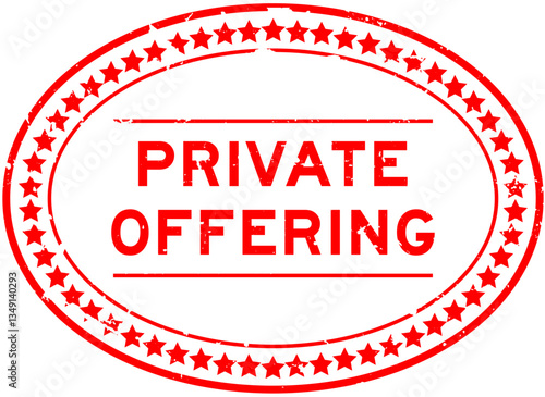 Grunge red private offering word oval seal stamp on white background