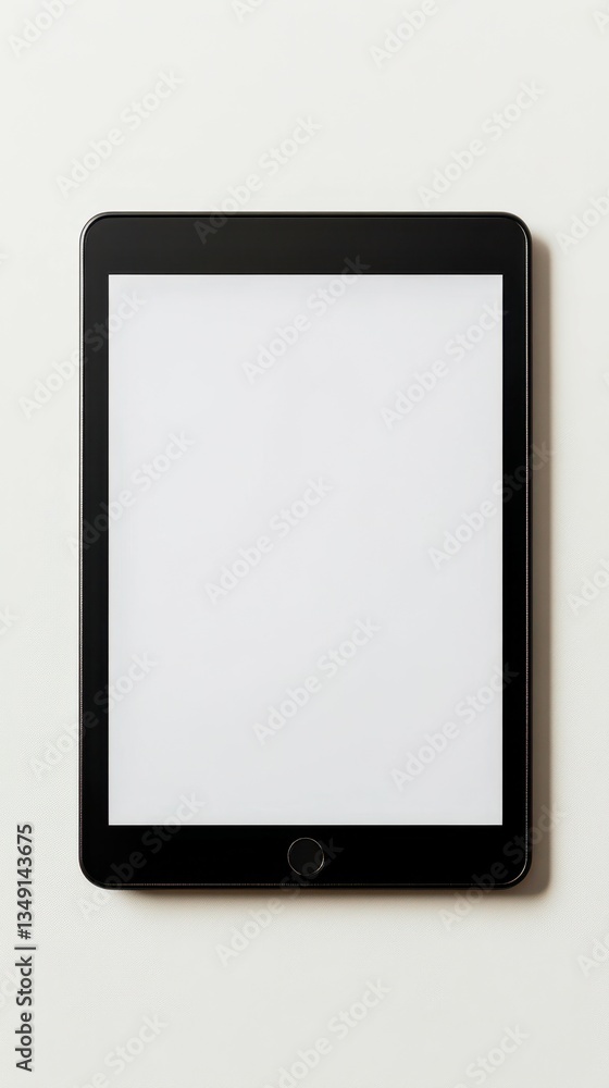 Black tablet placed against a plain background ready for content creation or presentation Black tablet placed against a plain background ready for content creation or presentation