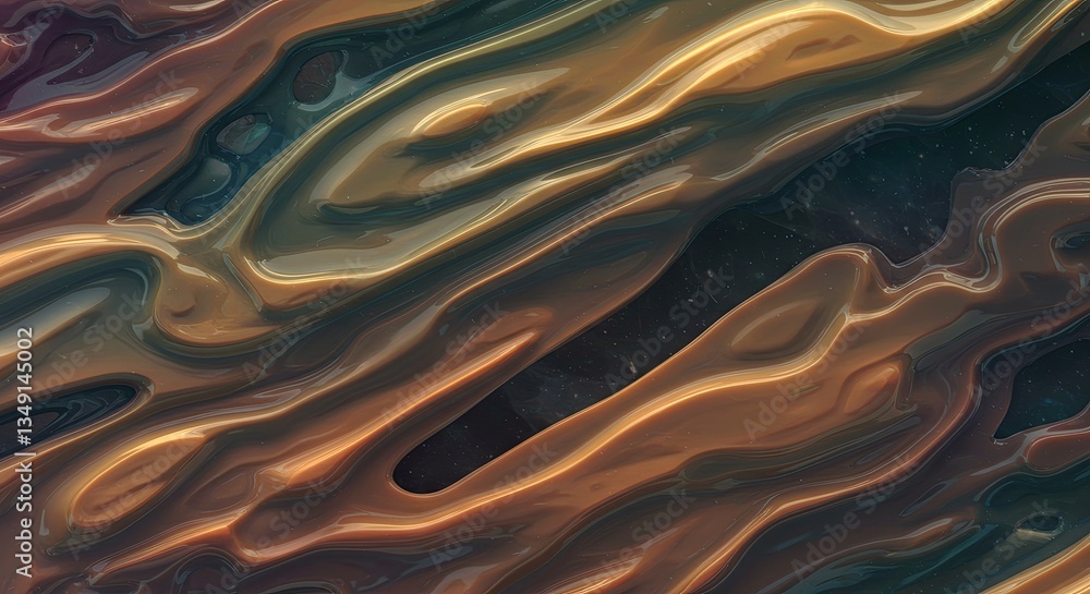 Obraz premium A painting of a brown and orange surface with a dark blue background