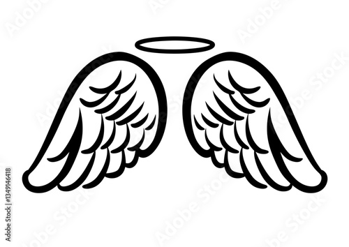 black and white svg vector angel wings, valentine's day icon 