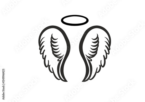 black and white svg vector angel wings, valentine's day icon 