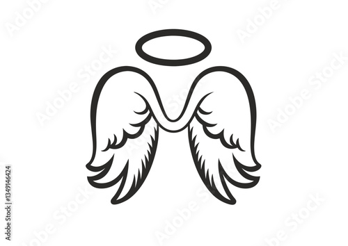 black and white svg vector angel wings, valentine's day icon 