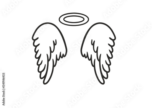 black and white svg vector angel wings, valentine's day icon 