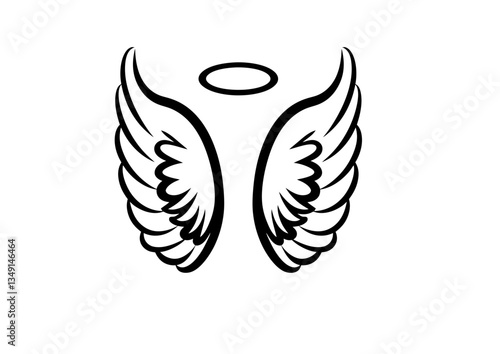black and white svg vector angel wings, valentine's day icon 