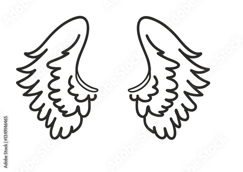 black and white svg vector angel wings, valentine's day icon 