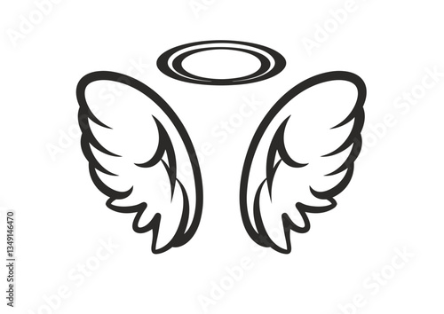 black and white svg vector angel wings, valentine's day icon 