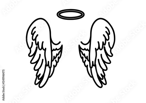 black and white svg vector angel wings, valentine's day icon 