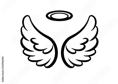 black and white svg vector angel wings, valentine's day icon 