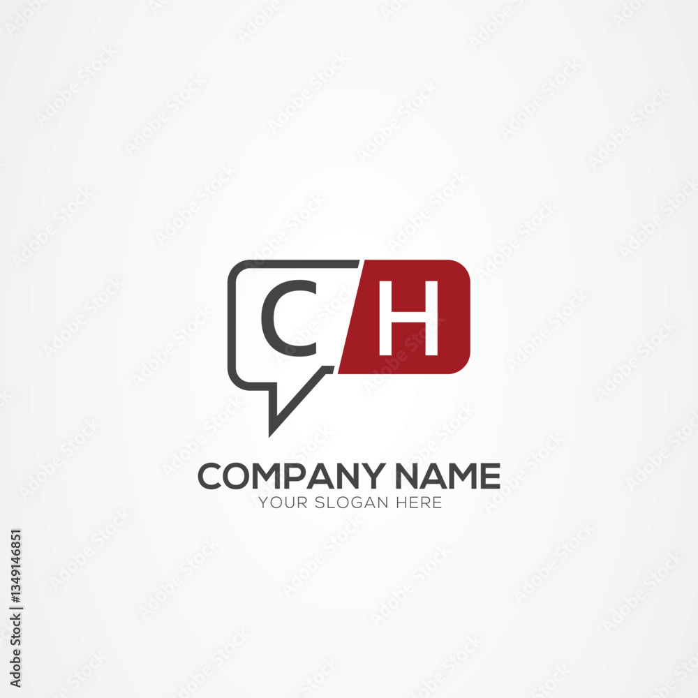 Obraz premium Letter CH HC Creative tech logo, chat design, communication, robot logo design Vector