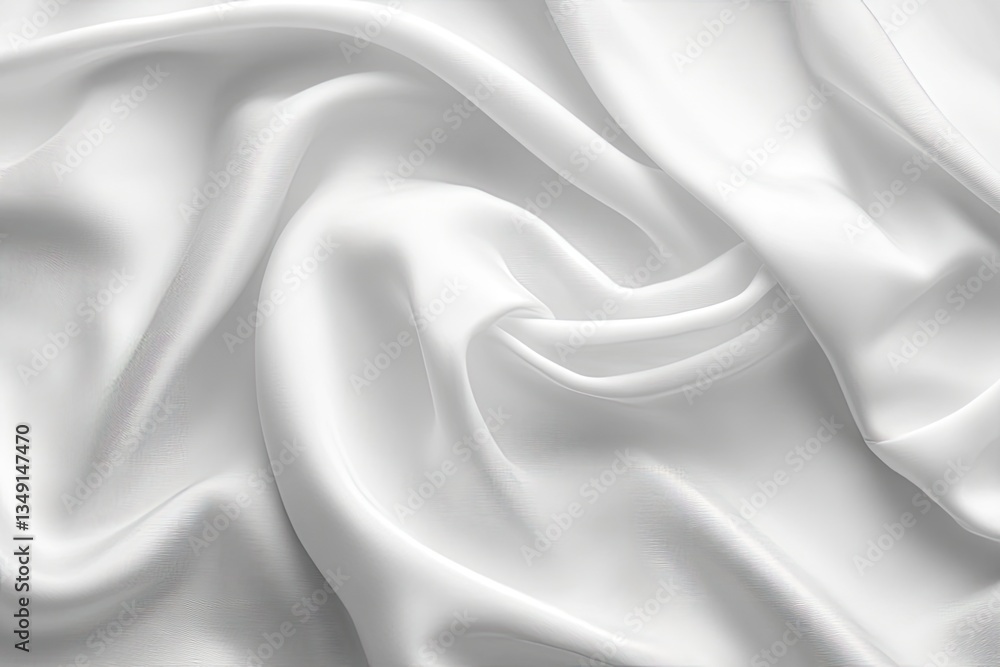 Elegant White Silk Fabric Texture with Smooth Waves and Flowing Design Elegant White Silk Fabric Texture with Smooth Waves and Flowing Design