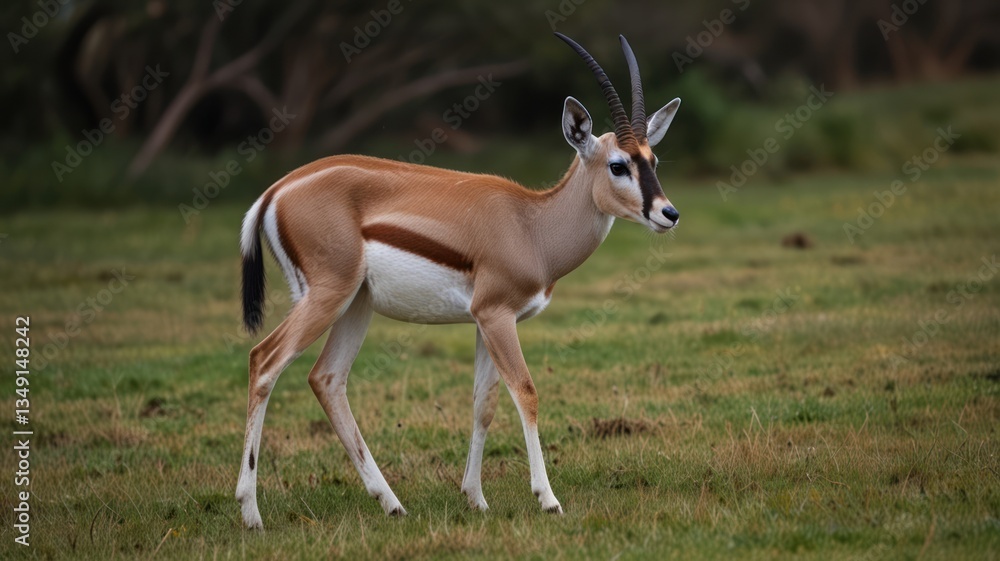 A gazelle gracefully grazes in a grassy plain A gazelle gracefully grazes in a grassy plain