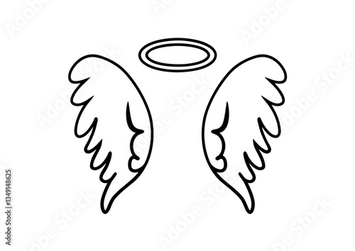 black and white svg vector angel wings, valentine's day icon 