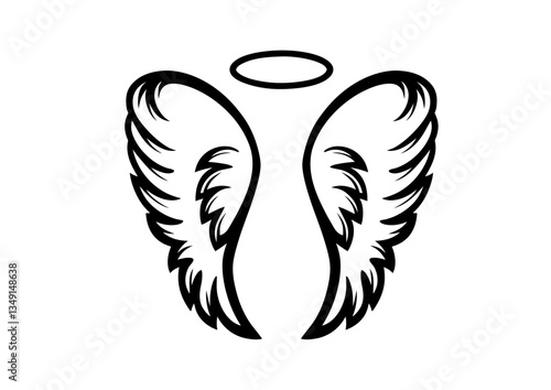 black and white svg vector angel wings, valentine's day icon 
