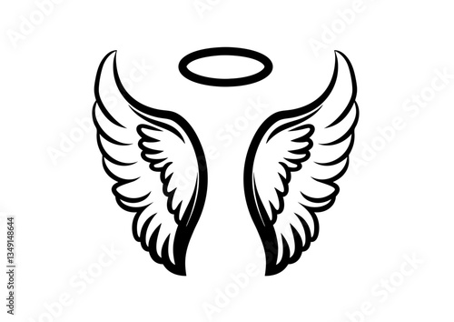 black and white svg vector angel wings, valentine's day icon 