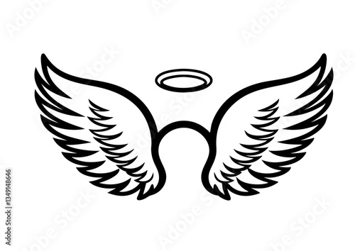 black and white svg vector angel wings, valentine's day icon 