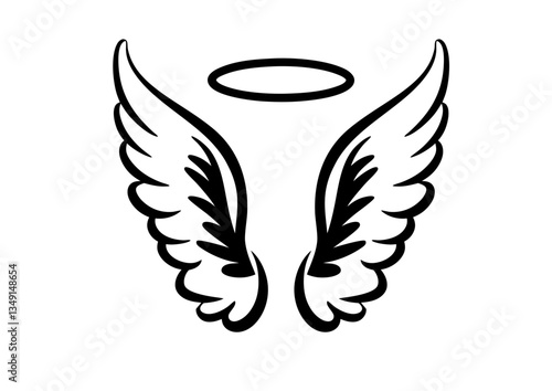 black and white svg vector angel wings, valentine's day icon 