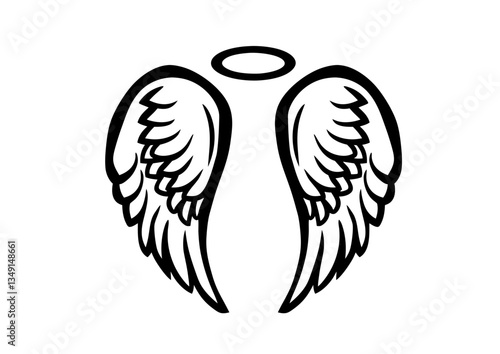 black and white svg vector angel wings, valentine's day icon 