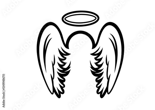 black and white svg vector angel wings, valentine's day icon 