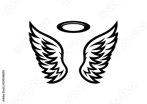 black and white svg vector angel wings, valentine's day icon 
