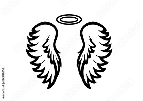 black and white svg vector angel wings, valentine's day icon 