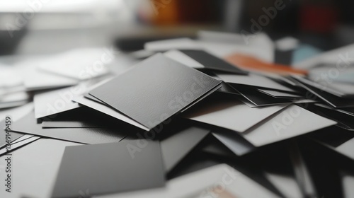 Wallpaper Mural A pile of blank cards in grayscale, ready for your design. Perfect for mockups or branding projects. Torontodigital.ca