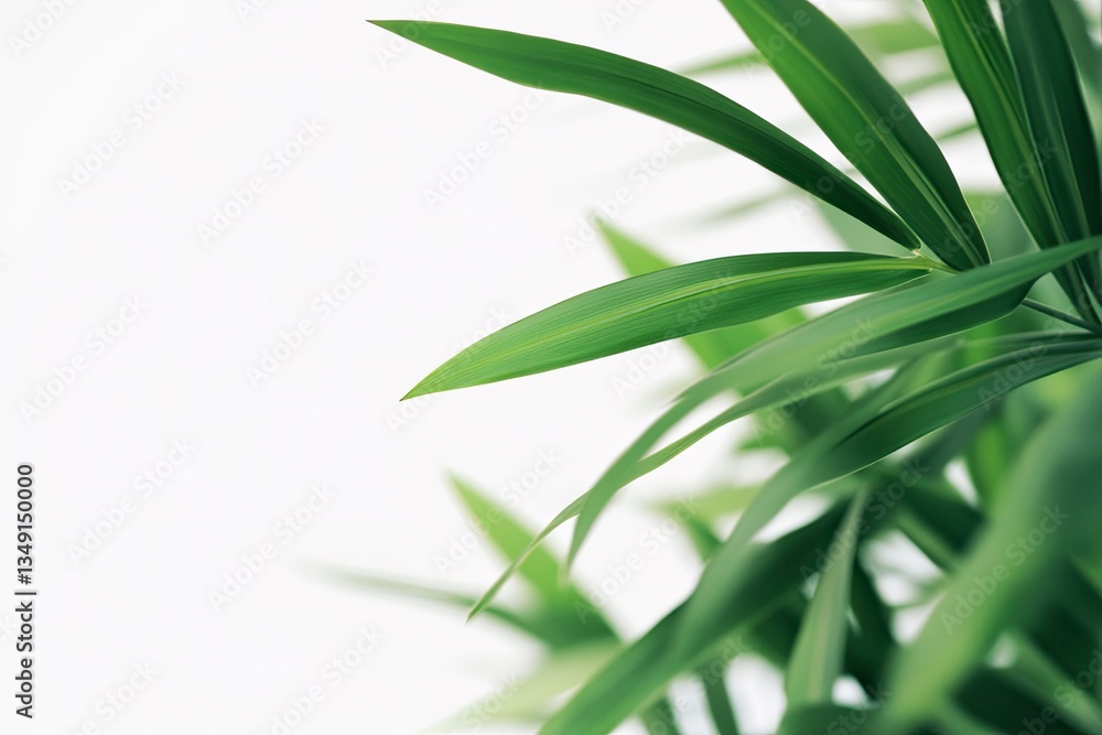 Obraz premium Green Leaves on White Background Fresh Foliage Close-up Natural Light