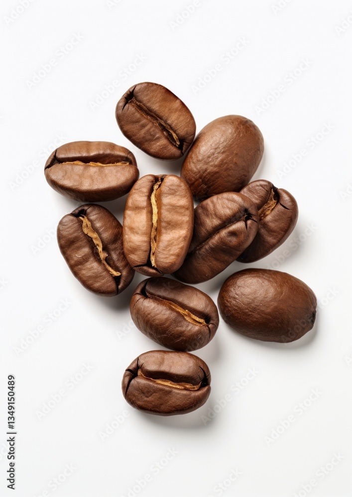 Naklejka premium Roasted coffee beans on white
