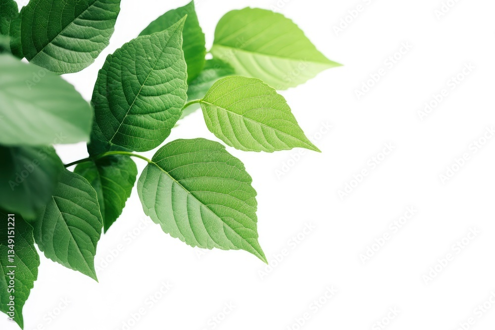 Fresh Green Leaves Border on White Background for Natural Designs Fresh Green Leaves Border on White Background for Natural Designs