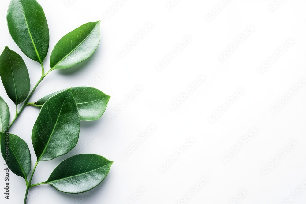 Green Leaves on White Background Botanical Freshness for Natural Presentations Green Leaves on White Background Botanical Freshness for Natural Presentations