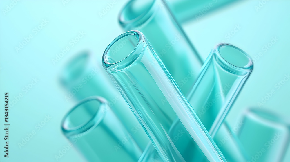Sleek Blue Glass Test Tubes Creating Optical Illusions Sleek Blue Glass Test Tubes Creating Optical Illusions