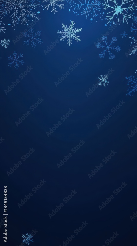 Blue Christmas background with snowflakes and Christmas tree