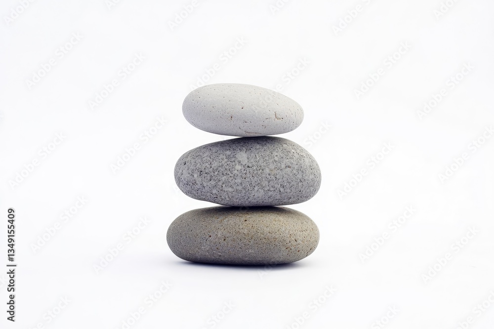 Stacked Stones Balance Still Life Isolated on White Background Symbol Stacked Stones Balance Still Life Isolated on White Background Symbol