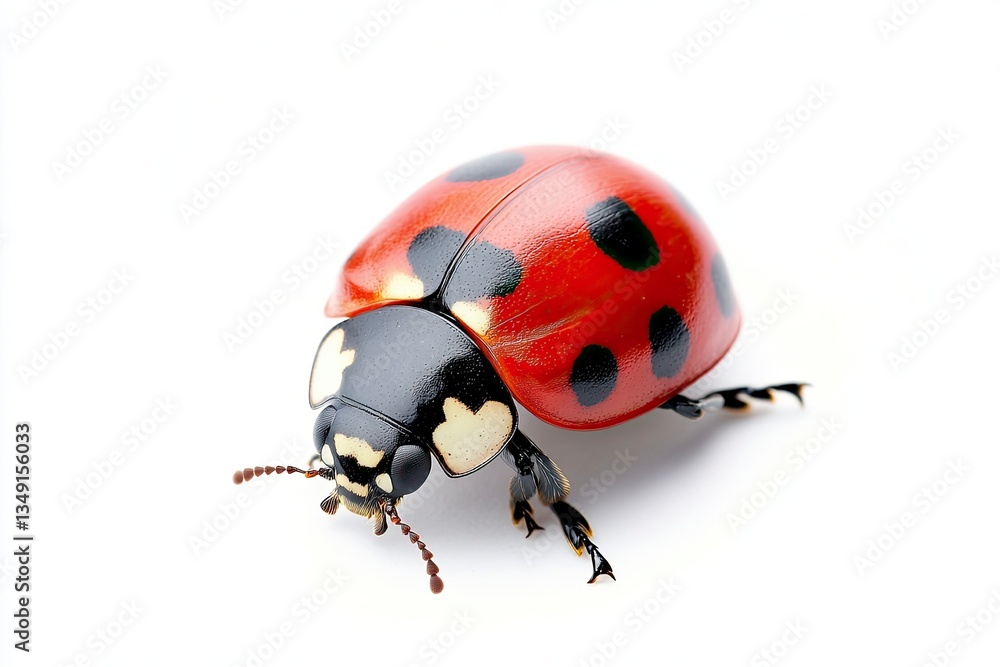 Ladybug Crawling Isolated on White Background Close Up Studio Shot Ladybug Crawling Isolated on White Background Close Up Studio Shot