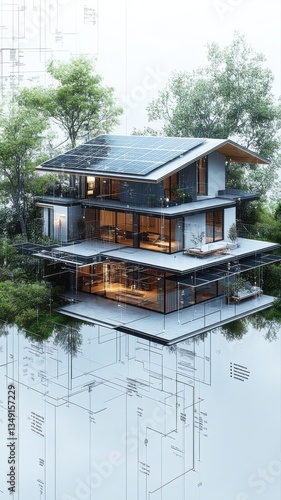 Obraz na płótnie Modern Smart Home Concept with Green Energy. w salonie