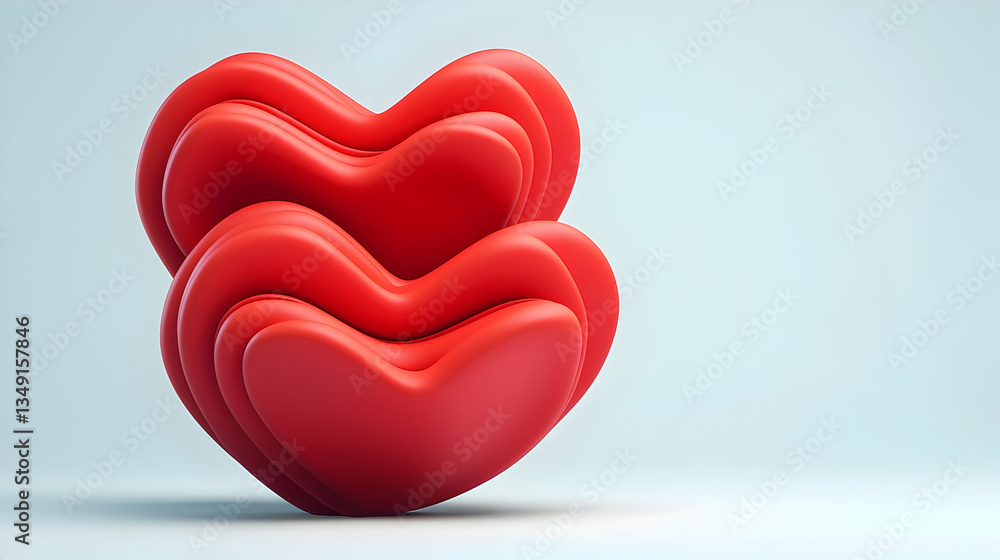 Obraz premium Stacked Red Hearts on White Background
