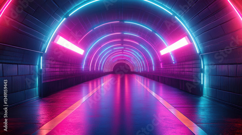 Neon Tunnel Abstract Background