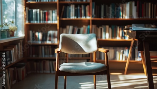 Wallpaper Mural Serene Library Study Nook: A Quiet Corner for Reading and Reflection Torontodigital.ca
