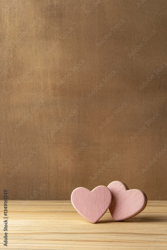 Valentine's Day Minimalistic Background with Pink Hearts.