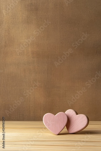 Obraz na płótnie Valentine's Day Minimalistic Background with Pink Hearts. w salonie