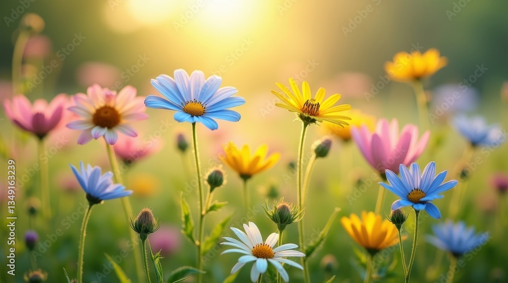 A vibrant field of colorful daisies in full bloom with soft sunlight. Perfect for nature, floral, and spring themes. Ideal for backgrounds, prints, and eco-friendly designs. A vibrant field of colorful daisies in full bloom with soft sunlight. Perfect for nature, floral, and spring themes. Ideal for backgrounds, prints, and eco-friendly designs.