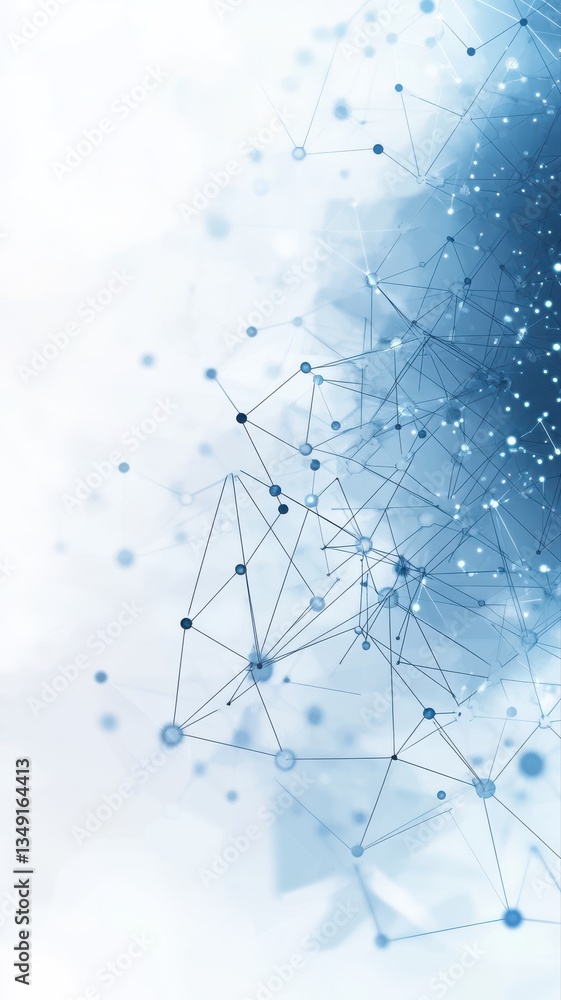 Blue Technology Connection Web on White Background.